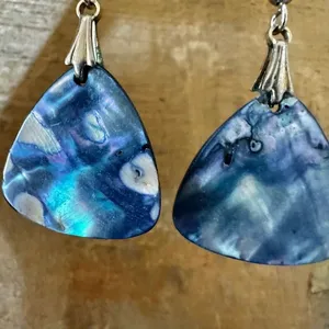Abalone silver tone drop earrings thumbnail 4