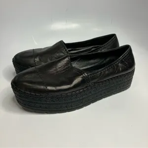 Prada platform espadrille shoes black leather size‎ 40.5 thumbnail 3