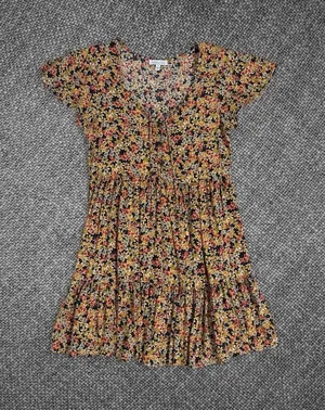 Floral Tiered Boho Mini Dress Size Small thumbnail 1