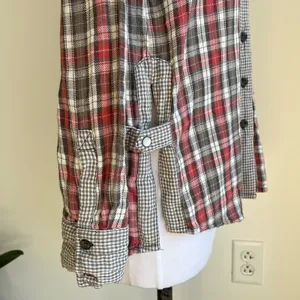 Free People Flannel Shirt Red And Gray Button Down Lined Size S thumbnail 3