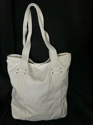 Aeropostale White Canvas Tote Bag with Strap Accents thumbnail 2