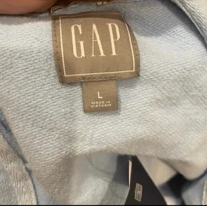 NWT Gap Tie Dye Vneck Hoodie Sweatshirt Blue White L Soft Comfy thumbnail 4