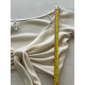 Byou Apparel Cream Tie Front Cropped Ribbed Sweater & BP Black Lettuce‎ Hem Crop thumbnail 5