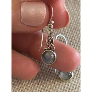Lot a620 925 sterling silver earrings 1 1/4 inch long thumbnail 3