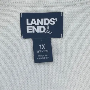Lands End Womens 1X Cream 100%‎ Cotton Knit Blazer Cardigan Jacket 16W-18W thumbnail 4