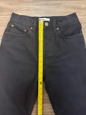 RE/DONE Originals 70s High Rise Stove Pipe Jeans 25 Fits 26x25 Black $265 thumbnail 9
