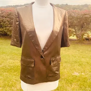 BCBG Maxazria Foley gold metallic blazer thumbnail 3