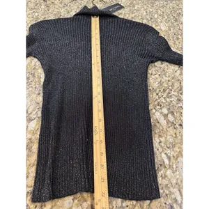 Nancy Yang black ribbed mock neck sweater Studded Size XS Black Multi thumbnail 7