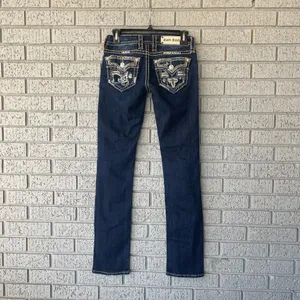 Rock Revival Karla Straight Leg Jeans Distressed Dark Wash Size 25 thumbnail 5