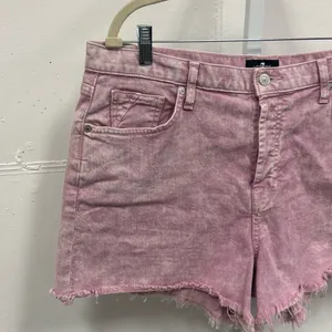 7 For All Mankind Monroe Cuttoff Denim Short Pink‎ Raw Hem Button Fly W32 thumbnail 3