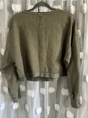 aerie cropped Olive Green Pullover Sweatshirt thumbnail 2