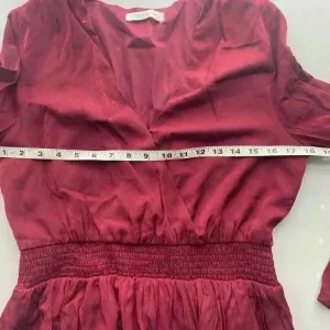 Mustard Seed Size Medium Burgundy Long Sleeve V-Neck Mini Party‎ Dress thumbnail 9