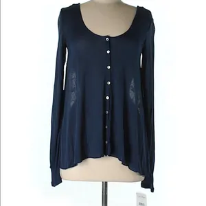 free people NAVY lace Button up top/cardigan thumbnail 3