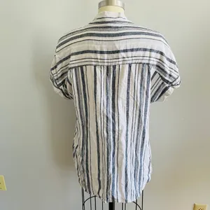 BeachLunchLounge Striped Button Down Short Sleeve Shirt- Size Small thumbnail 4
