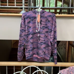 NWT Sundry Camo Boyfriend Hoodie in Plum 0‎ XS thumbnail 6