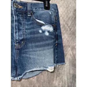 American Eagle High Rise Dark Wash Distressed Jorts Size 2 100% cotton #769 thumbnail 6