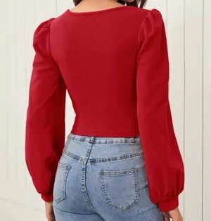Lantern Sleeve Solid Top thumbnail 2