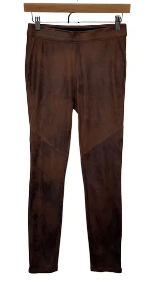 Free People Womens Leggings S Brown Faux Suede Vegan Leather Moto Seam Stretch thumbnail 1