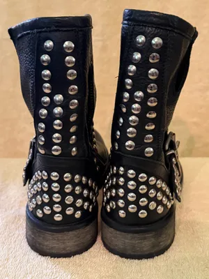 Steve Madden Boots Ankle Leather Black Moto thumbnail 12