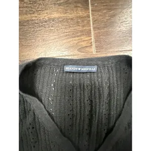 Brandy Melville Black Pointelle Knit Button-Front Cardigan One Size thumbnail 2