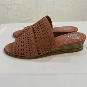 Vince‎ Camuto Leather Wedge Slide Wide Sandals Sushi 8 Wide NWOT thumbnail 7