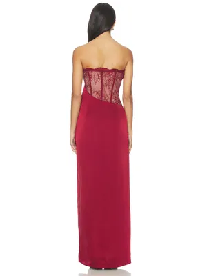 NBD Nalani Corset Maxi Dress in Oxblood thumbnail 2