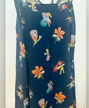 Atrium Midi Skirt Bird Of Paradise Tropical Floral Nightfall Blue 10 thumbnail 3