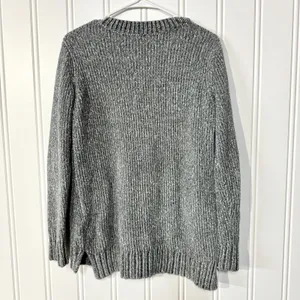 Orvis Sweater Chunky Knit Grey Long Sleeve‎ V Neck Pullover Size Small thumbnail 5
