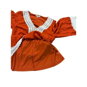 NWOT Entro Long Sleeve Dress‎ Lace Trim Rust Orange Small thumbnail 5