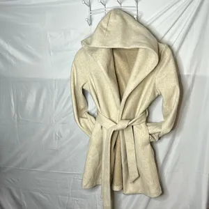 Love Tree Women's Cream Hooded Tie Waist Jacket | Size: M thumbnail 2