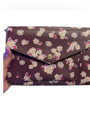 Kate Spade Frosted Floral Tinsel Flap Crossbody/Clutch Bag in Deep Berry NEW!!! thumbnail 3