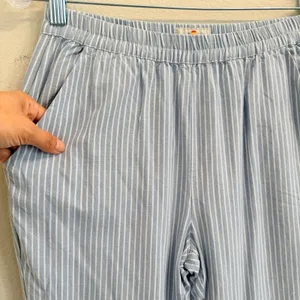 Marine Layer Allison Pant Blue/White Striped Size Small‎ Tencel Elastic thumbnail 4