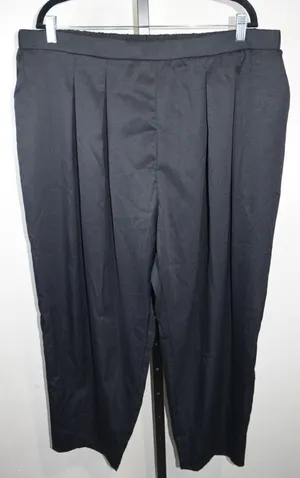 Unbranded Black Wide Leg Pull-On Pants Size 3XL Elastic Waist Pockets thumbnail 1