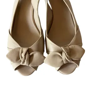 Etienne Aigner Vivica Tan Matte Leather Peep Toe Slingback Heels Sandals sz 8.5 thumbnail 4