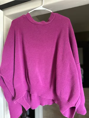 Women's Fuchsia Ribbed Knit Sweater - Unbranded thumbnail 1