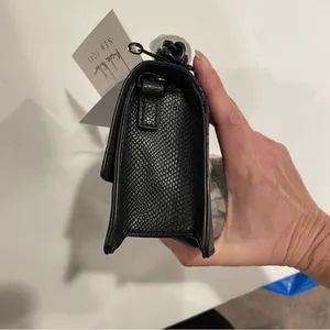 Nicole miller black matte vegan leather snake top handle dr. Bag crossbody NWT thumbnail 7