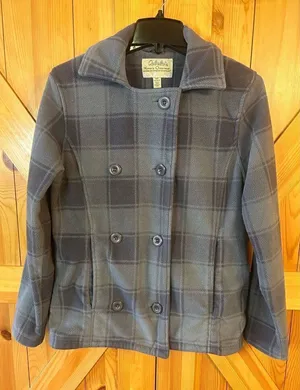 Cabela's Womens Fleece Outerwear Jacket Size S Gray Plaid Button Up Coat Pockets thumbnail 1