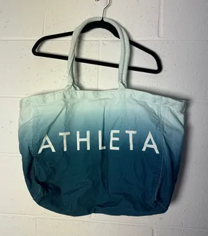 Athleta‎ Ombre Tote Bag Teal Green Blue Canvas Beach Travel thumbnail 1