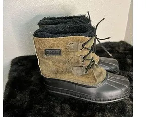 Womens SOREL SLIMPACK Waterproof Duck Boots Size 6 Fur Lined Brown Leather thumbnail 1