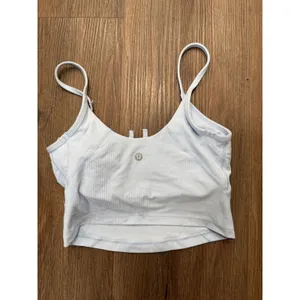 Lululemon Ebb to Street Tank Top Light‎ Blue Ribbed Cropped Camisole Size 2 flaw thumbnail 2