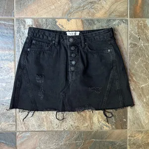 We The Free Black Button Fly Mini Skirt Jean Skirt Size 27 Distressed Casual thumbnail 9