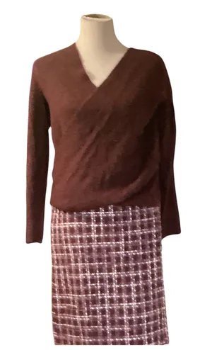 Calvin Klein Burgundy Faux-Wrap Knit Sweater thumbnail 2