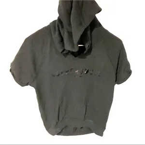 Abercrombie & Fitch Small Black Spellout Hooded Short‎ Sleeve Sweatshirt thumbnail 1