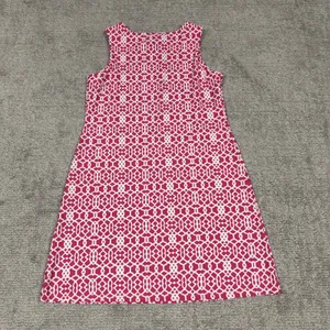 Jude Connally Dress Womens Large Pink White Geometric Sleeveless Shift Stretch thumbnail 6