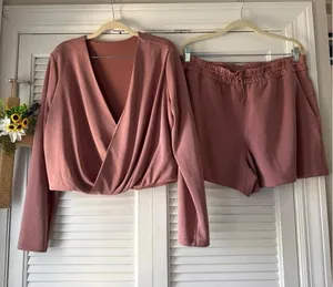 Lululemon Softstreme Wrap top and matching shorts pink 14 thumbnail 1