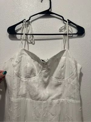 Lulus Loveliest Looks White Floral Jacquard Midi Dress L NWOT thumbnail 4