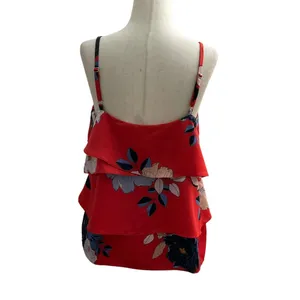 Rachel Roy Red Floral Adjustable Strap Top Size M 39-16 thumbnail 2