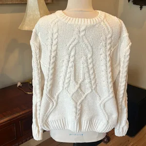 Cozy Cream Chenille Cable Knit Sweater thumbnail 4