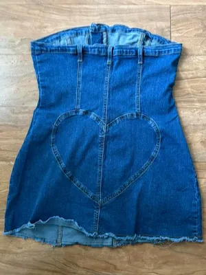Strapless Denim Mini Dress thumbnail 2