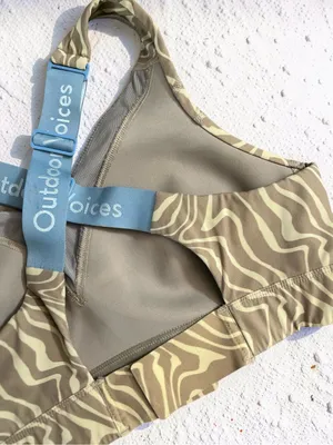 Outdoor Voices pampas Swirl Print Sports Bra - Size S/M D Cup Logo Elastic thumbnail 9